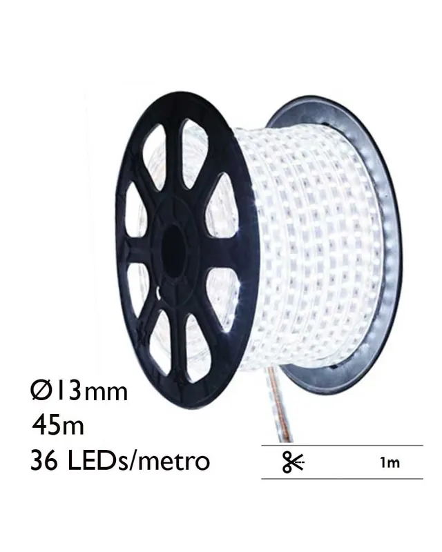 Bobina 45m hilo LED, 36 leds x metro 1620 leds IP67 230V Oferta Limitada