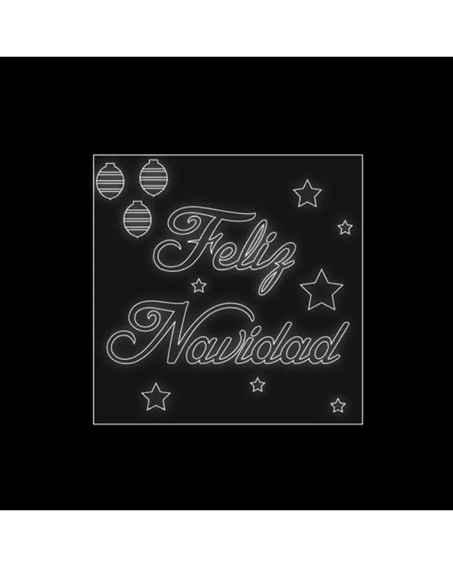 Stock Limitado Cartel corpóreo FELIZ NAVIDAD de 1 metro LEDs blanco frío con bolas y estrellas IP44 9W