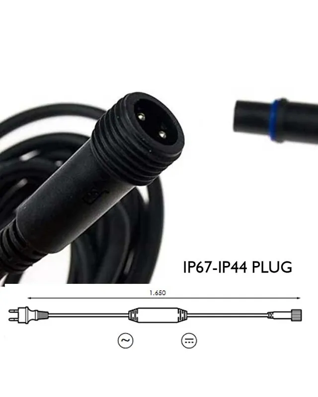 Última Versión Cable alimentación 165cms blanco 230V para guirnaldas LED IP67 (incluye rectificador led)