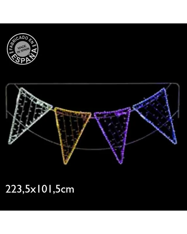 Banderines multicolor 2,23 metros luces blanca, amarilla, lila y azul apto para exterior Oferta Limitada