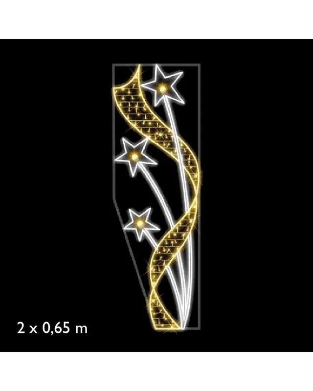 Auténtico Figura luminosa para calles y farolas de 200cm con ramo tres estrellas luz calida y luz fría intermitente