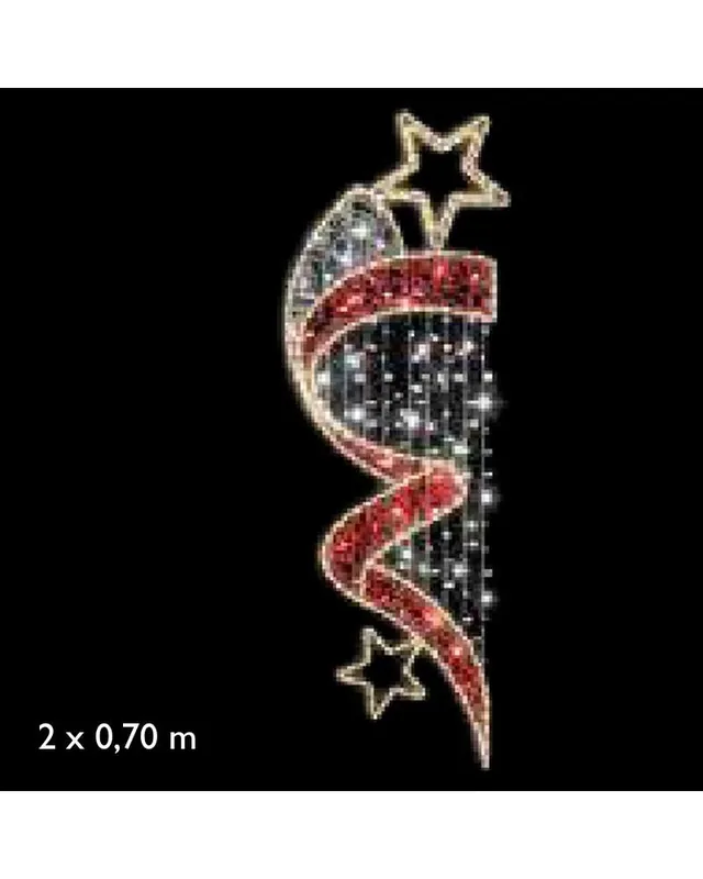 Auténtico Figura luminosa para calles y farolas de 200cm con 2 estrellas en luz cálida, estela roja luz intermitente luces frías