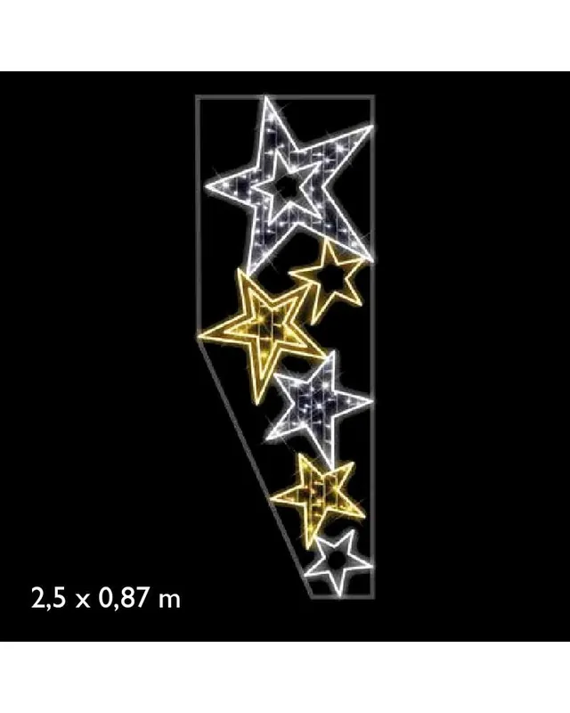 Última Oportunidad Figura luminosa para calles y farolas de 250cm con 3 estrellas frías y 3 cálidas