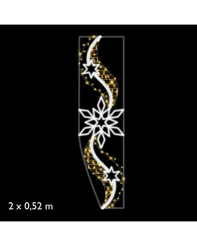 Tendencia Figura luminosa para calles y farolas de 200cm con 2 estrellas, estela en S y estrella central luz fría