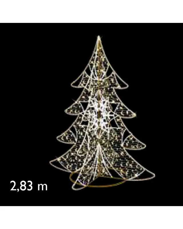 Arbol Navidad 3D 2,83m 24V en colores cálidos luces LED intermitente Premium