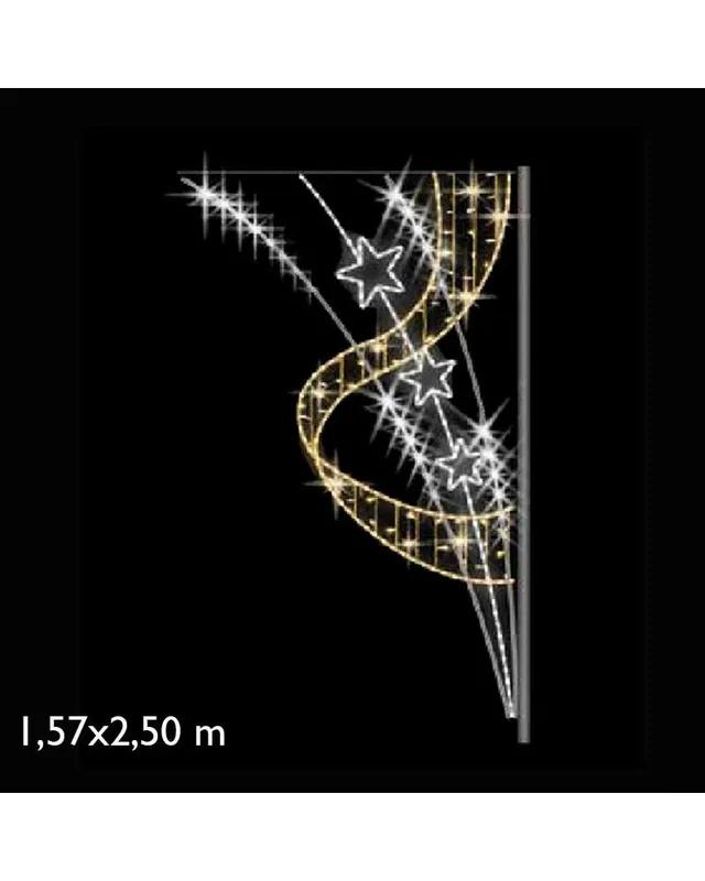 Bestseller Figura luminosa para calles y farolas de 250cm con 3 estrellas, 100W luz Movimiento fria y luces cálidas