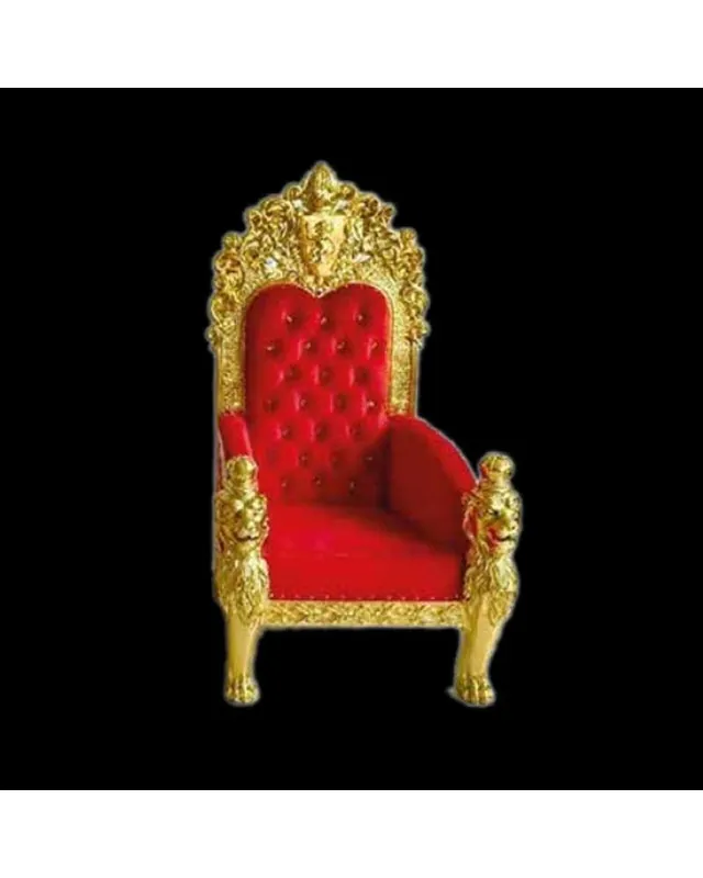 Trono real dorado con tela roja para exterior en fibra de vidrio Comprar En Línea