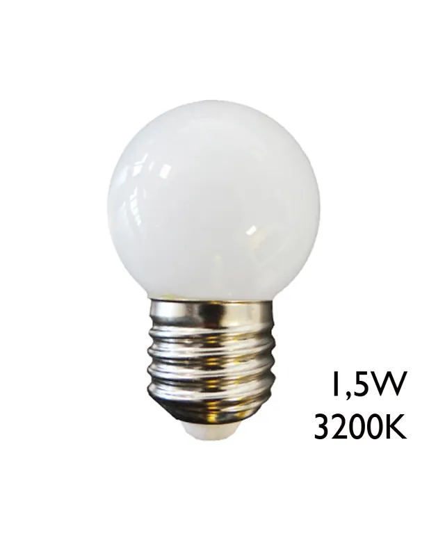 Bombilla esférica LED 1,5W E27 3200K 255Lm luz cálida Solo Hoy