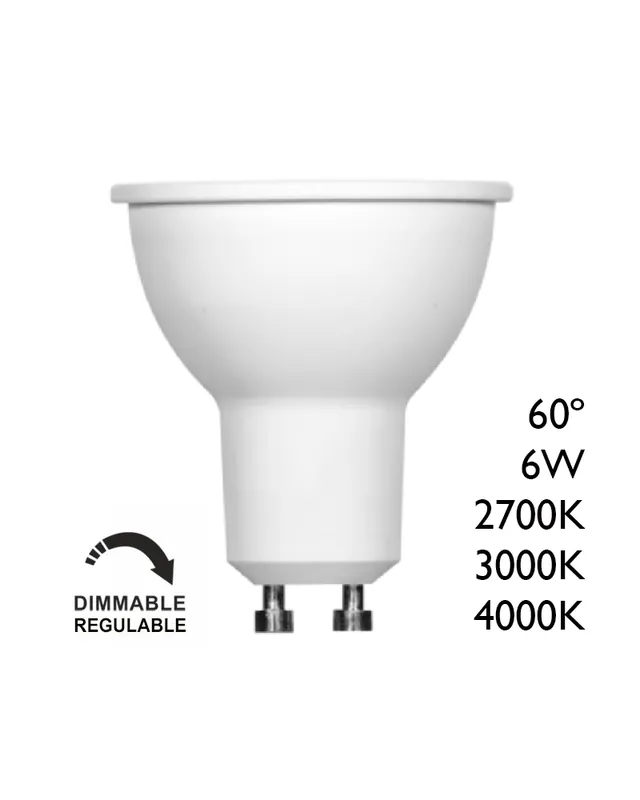 Spot Dicroica 50mm LED Regulable 6W GU10 60° Oferta Especial