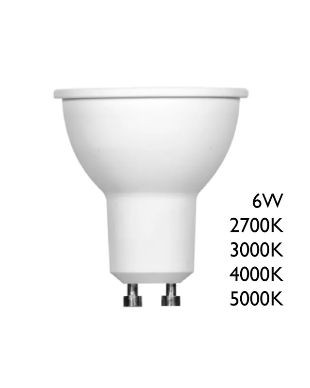 Última Versión Spot Dicroica 50mm LED 6W GU10 120° 50000 horas 2700º K 3000ºK 4000ºK