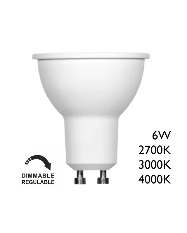 Spot Dicroica 50mm LED Regulable 6W GU10 120° Oferta De Temporada