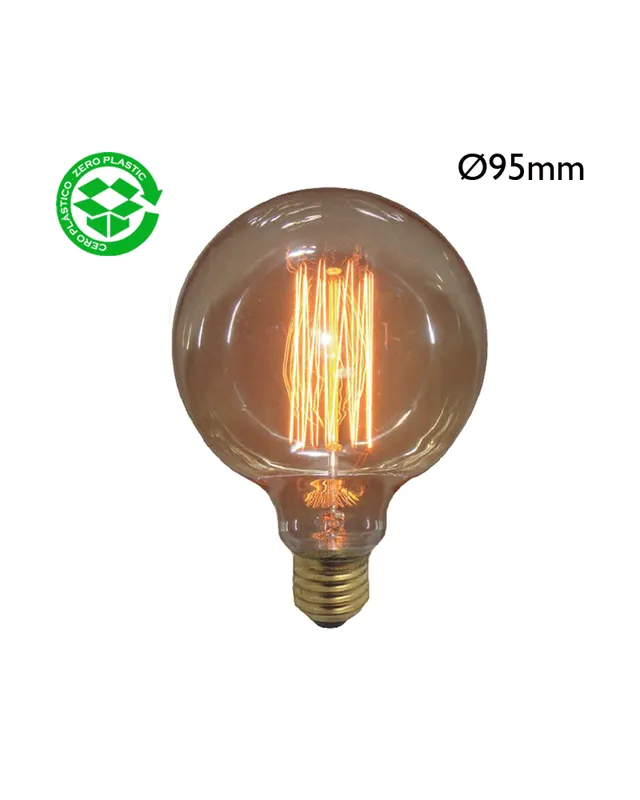 Bombilla de Globo 95mm de filamento de carbono 40W E27 con filamentos múltiples Oferta De Temporada