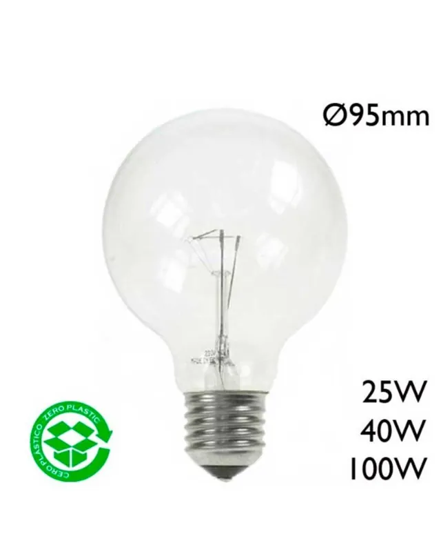 Bombilla Globo incandescente 95mm clara E27 230V Bestseller