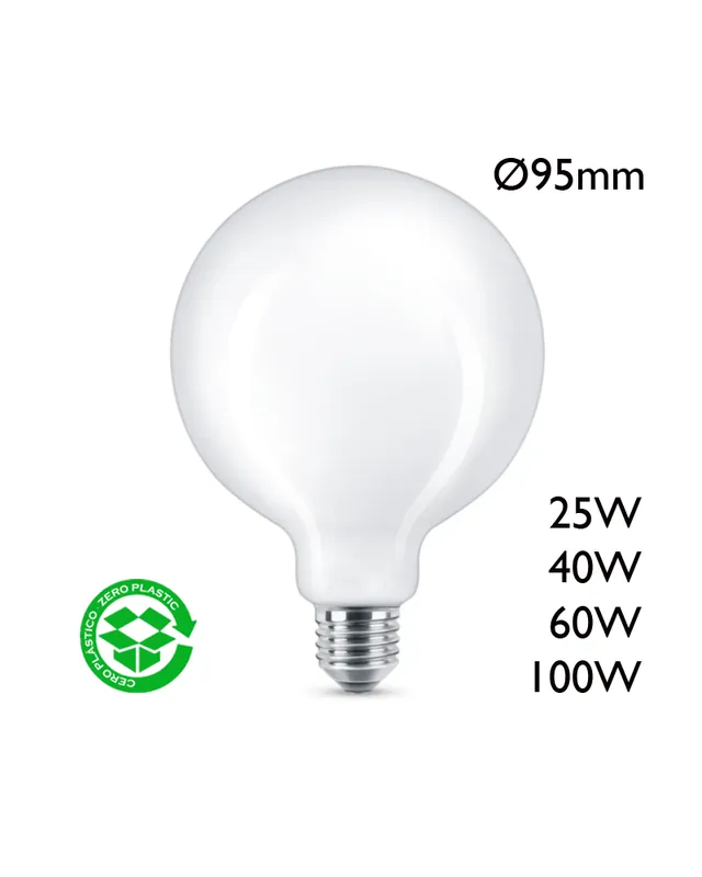 Bombilla Globo 95mm incandescente opal E27 230V Barato