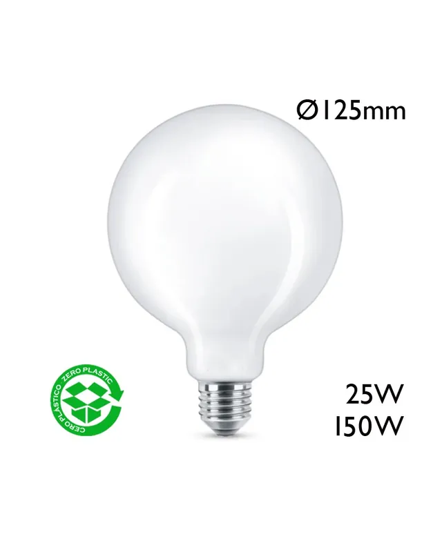 Súper Precio Bombilla Globo 125mm incandescente opal E27 230V