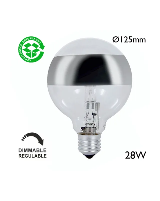 Bombilla Globo 125 mm. Espejo Anillo filamentos halógena E27 Compra Hoy