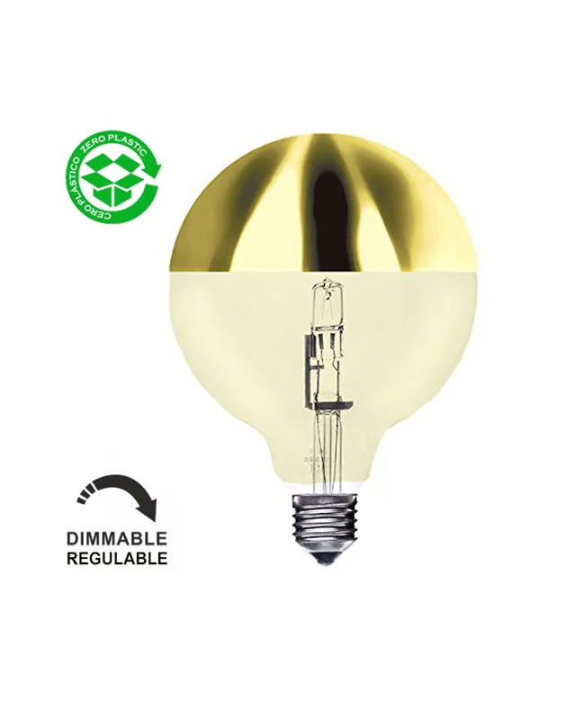 Bombilla Globo 125 mm. Cúpula Espejo dorado halógena E27 Precio Rebajado
