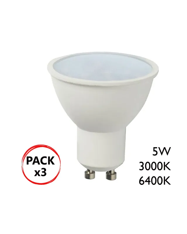 Artesanal Kit 3 bombillas dicroicas LED 5W GU10