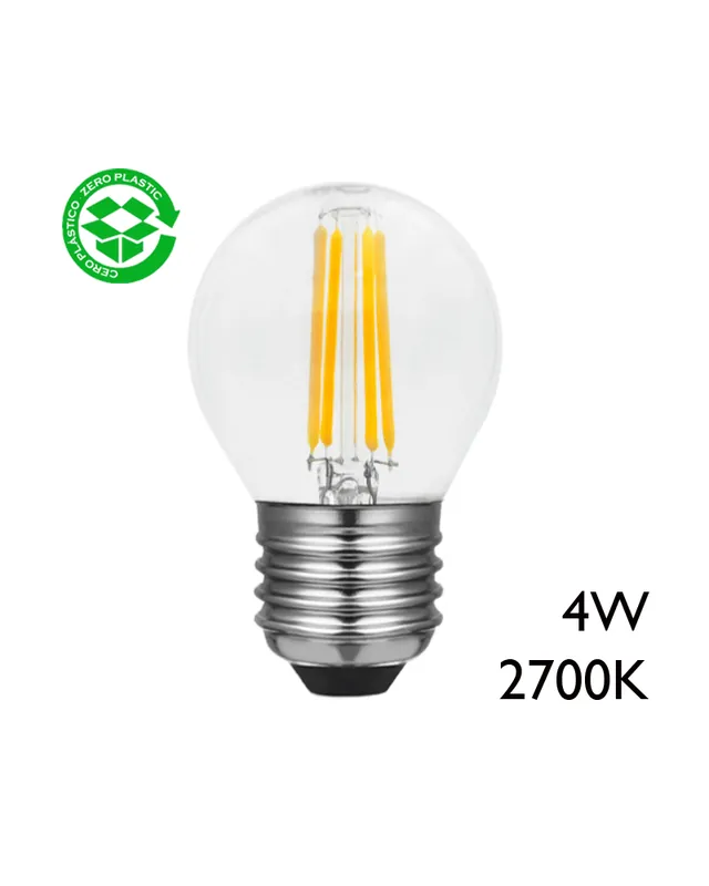 Solo Por Tiempo Limitado Bombilla Esférica 45 mm filamentos LED E27 4W 2700K 400Lm