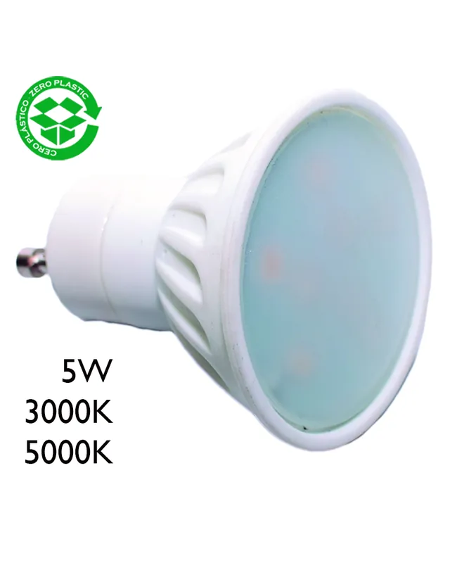 Spot Dicroica Cerámica LED 5W GU10 120º 450Lm. 3000ºK 5000ºK Popular