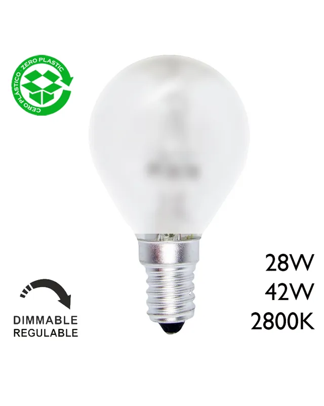 Bombilla halógena esférica ECO E14 mate de bajo consumo regulable Edición Limitada