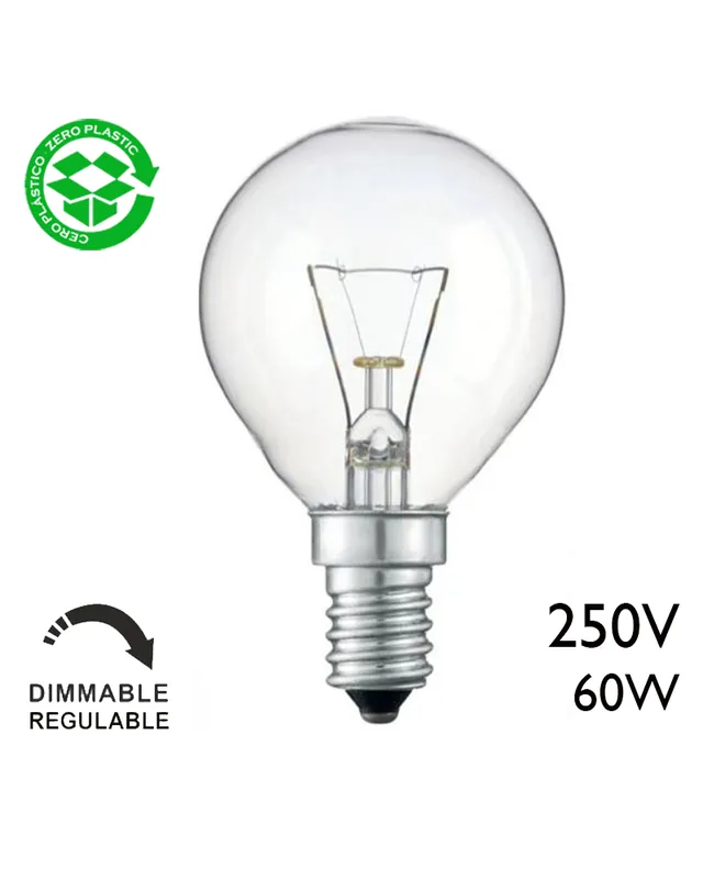 Bombilla esférica clara 60W E14 de filamento Stock Limitado