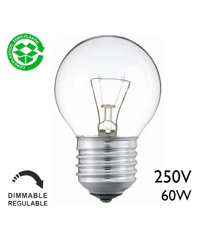 Bombilla esférica clara 60W E27 de filamento Novedad