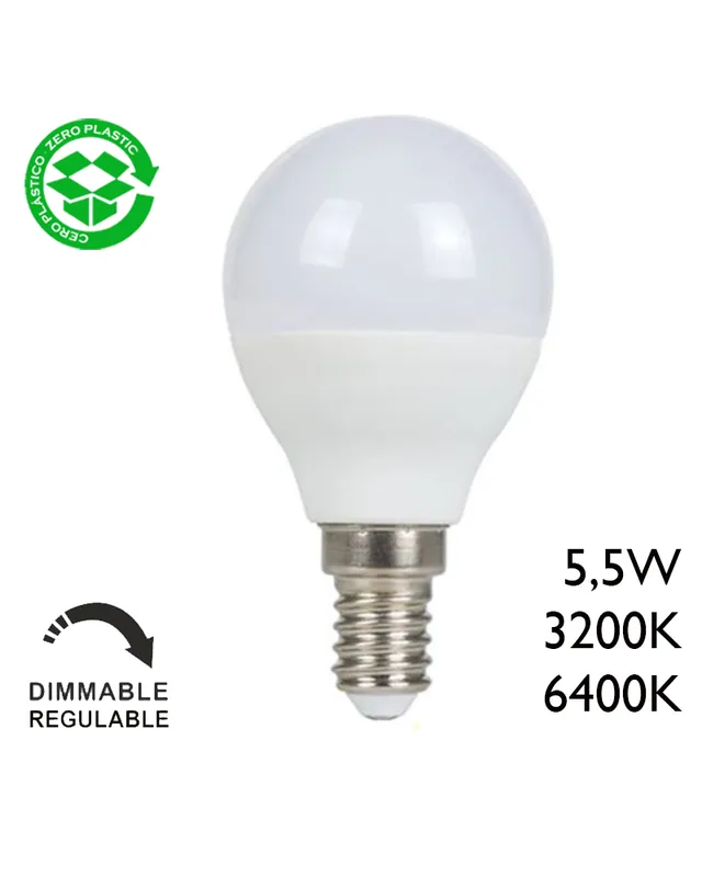 Promoción Exclusiva Bombilla esférica LED 5,5W E14 Regulable