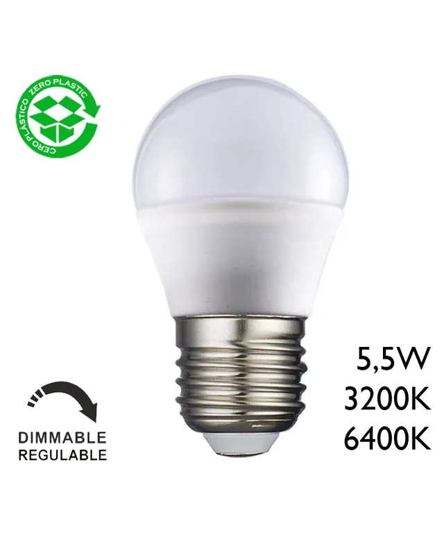 Bombilla esférica LED 5,5W E27 Regulable Última Oportunidad