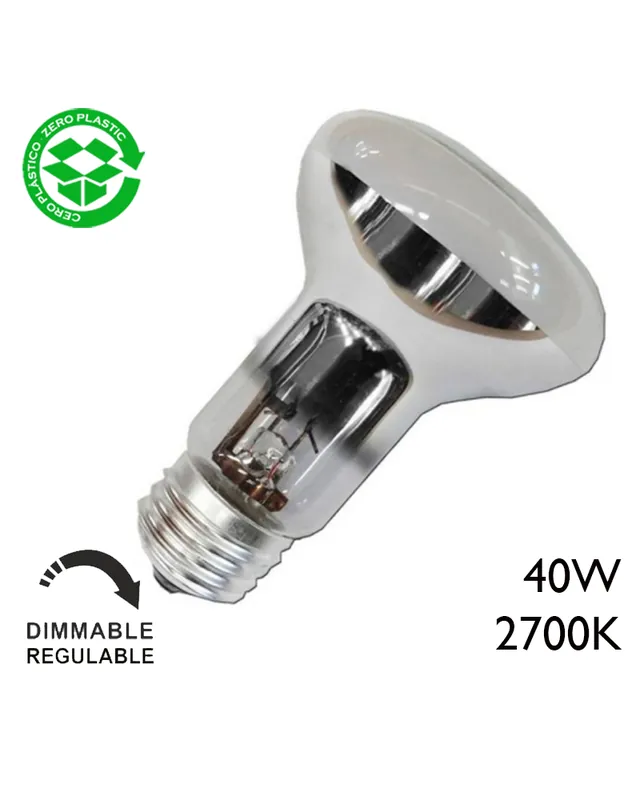Bombilla halógena reflectora ECO 63mm E27 clara de bajo consumo regulable Mejor Calidad