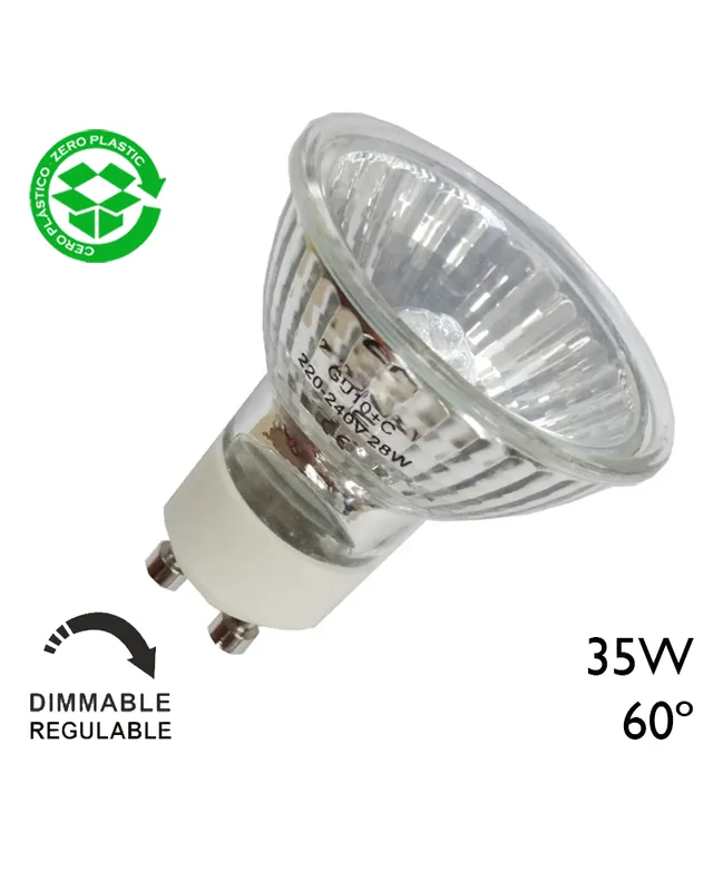 Rebajas Spot Dicroica halógena 35W Regulable GU10 60º 250Lm