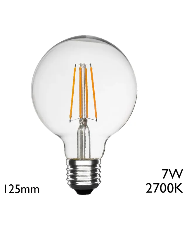Bombilla Globo 125mm LED E27 7W  Luz cálida 2700K 750Lm Moderno