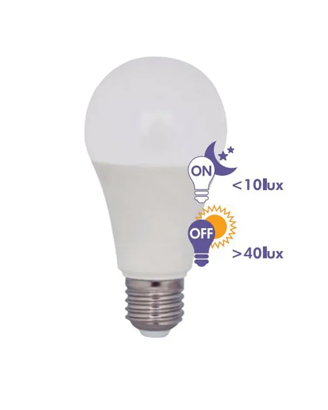 Bombilla Estándar LED 9W E27 5000K Con sensor crepuscular incorporado Tendencia
