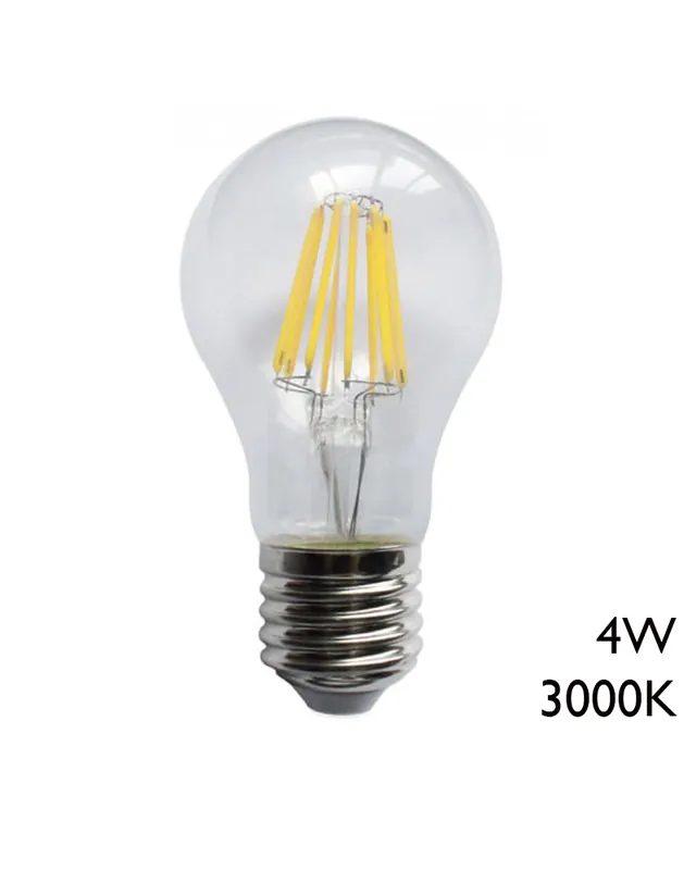 Bombilla Estándar LED clara filamentos 4W E27 3000K 550Lm Ocasión Especial