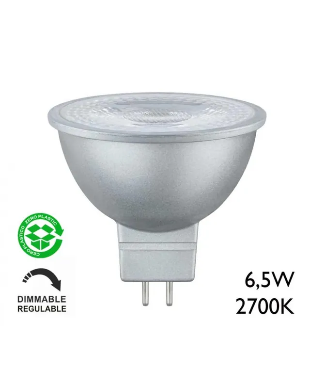 Stock Limitado Spot Dicroica gris mate 6,5W 50mm. LED Regulable GU5,3 36º 2700K 445Lm.