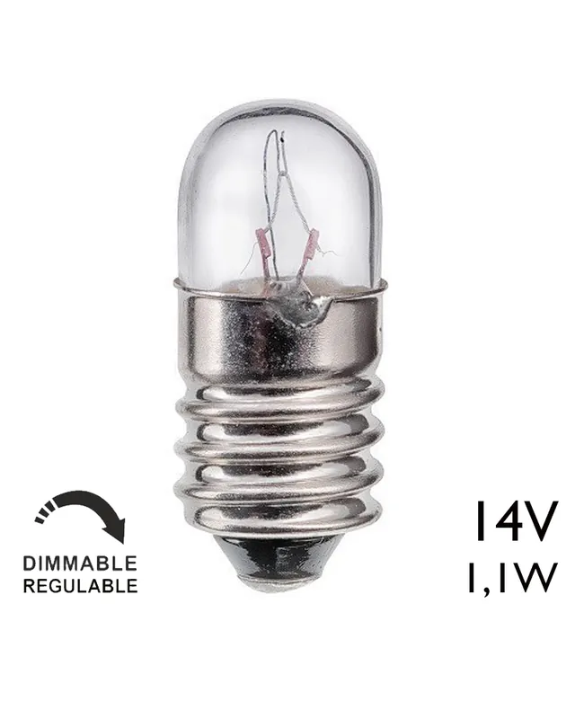 Promoción Lámpara tubular 14V 1,1W E10 80MA