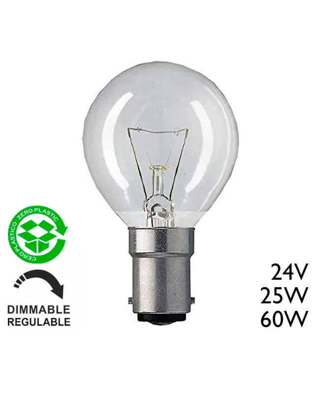 Bombilla esférica clara 60W BA22D 24V Pago Seguro