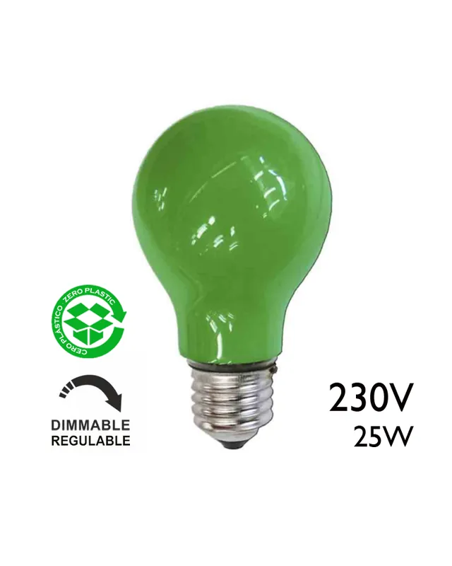 Solo Hoy Bombilla incandescente estándar verde 25W E27 230V