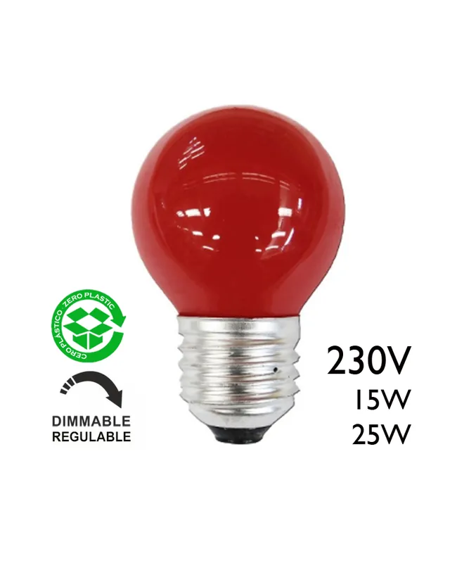 A Buen Precio Bombilla esférica color rojo 15W 230V E27 roja
