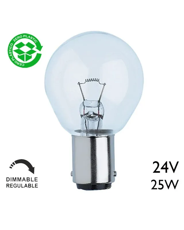 Bombilla esférica navegación 25W 24V BA15D Artesanal