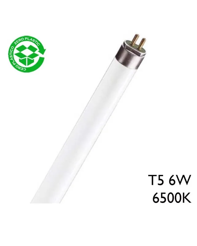 Tubo fluorescente Trifósforo de 6W T5 Luz blanca día 6500K F6T5/865 Artesanal