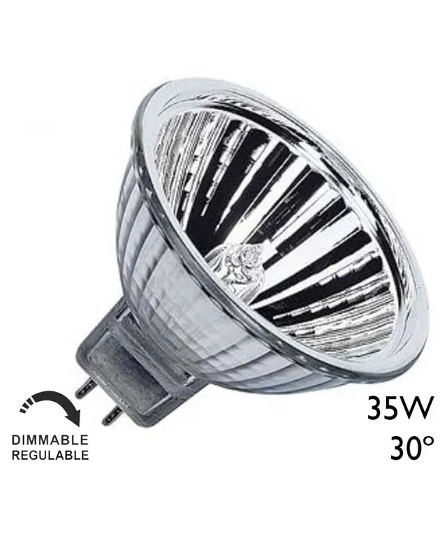 Spot Dicroica halógena 35W 12V Regulable GU5.3 30º acabado cristal Oferta Flash