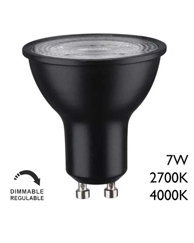 Spot Dicroica LED 7W negro GU10 36º Regulable Disponible Ahora