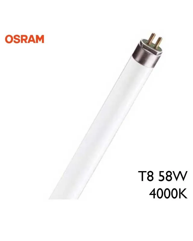 Tubo fluorescente trifósforo OSRAM 58W T8 150cm 4000K F58T8/840 Disponible Ahora
