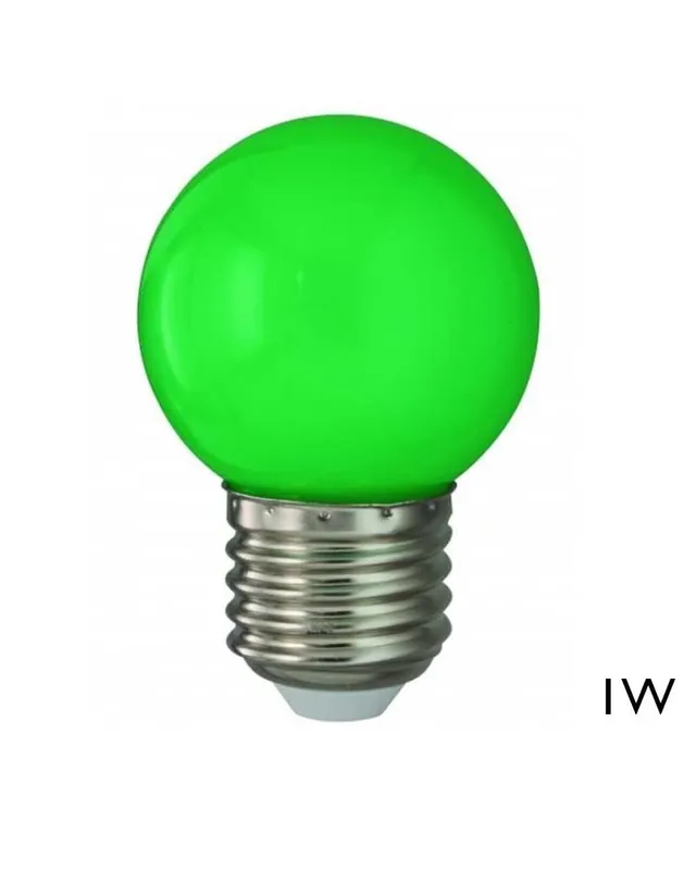Artesanal Bombilla Esférica 45mm Color Verde LED E27 1W