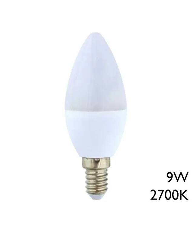 Bombilla de ahorro de vela de 9W ECSAVER E14 Luz cálida 2700K Novedad