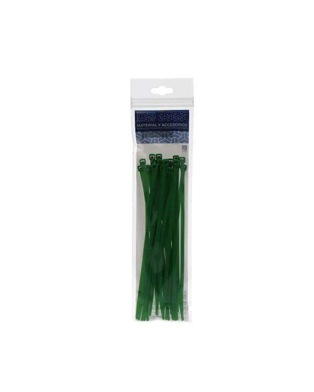 Bolsa de 25 bridas verdes 200x4,8mm. Descuento