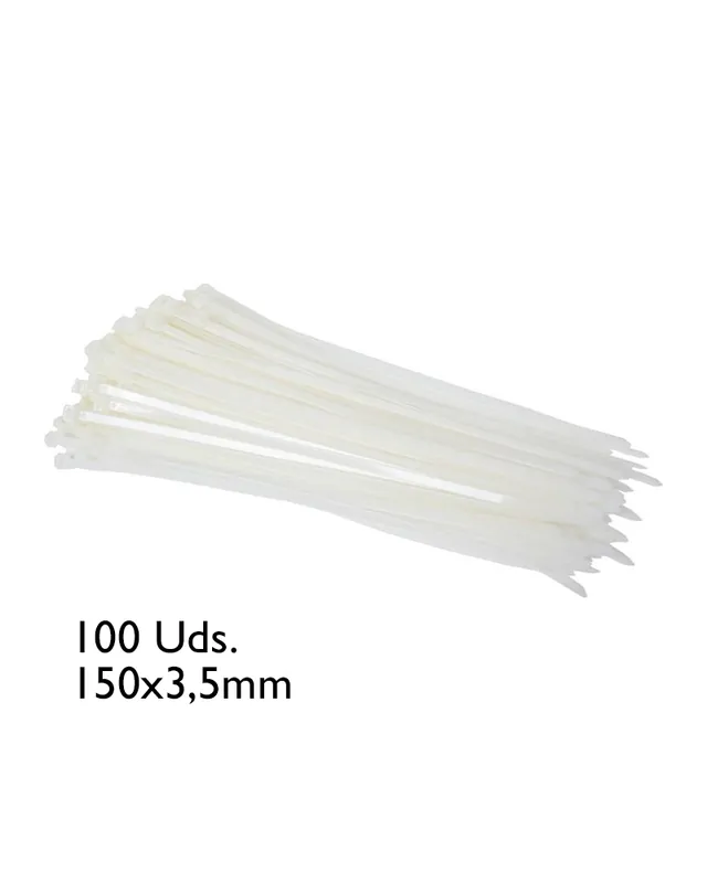 Bolsa de 100 bridas blancas 150x3,5mm. Última Versión