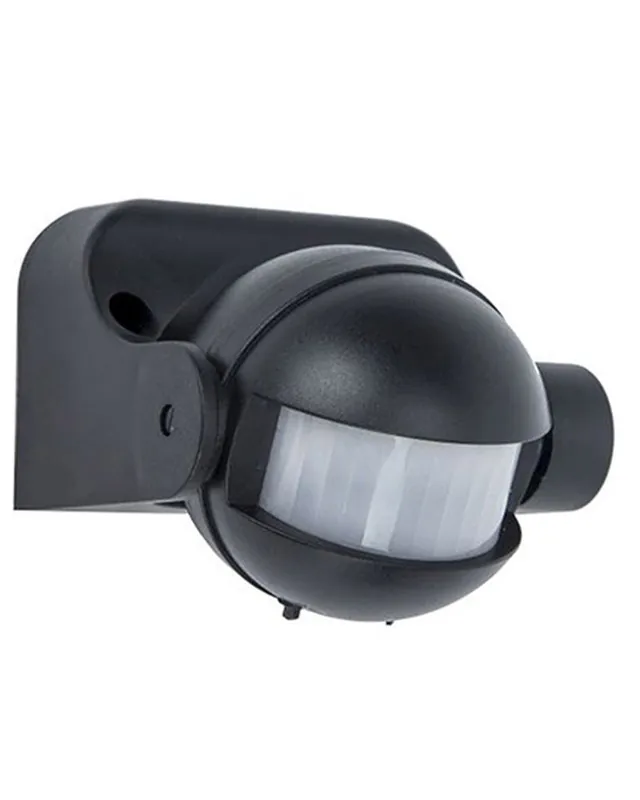 Sensor de presencia de superﬁcie negro por infrarrojos IP44 220-240V Solo Por Tiempo Limitado