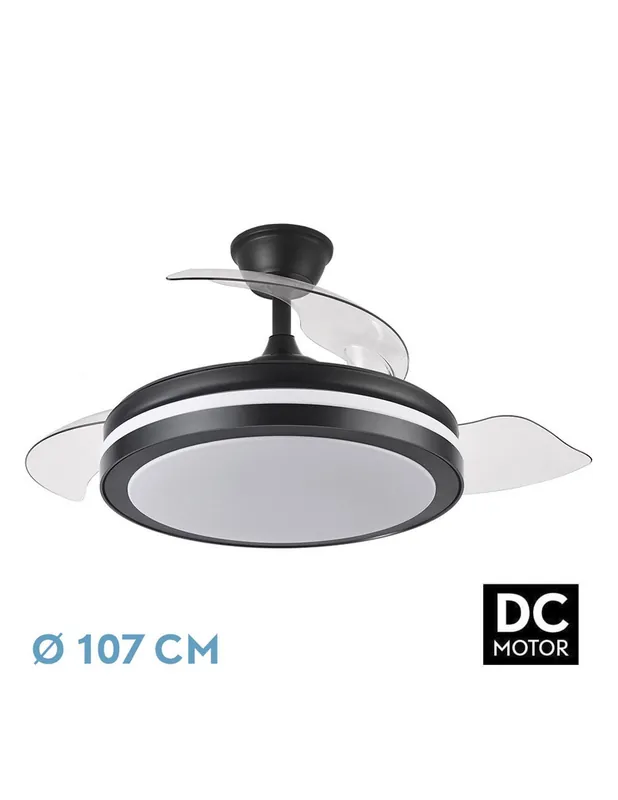 Marca Reconocida Ventilador Alto Rendimiento Retráctil Negro